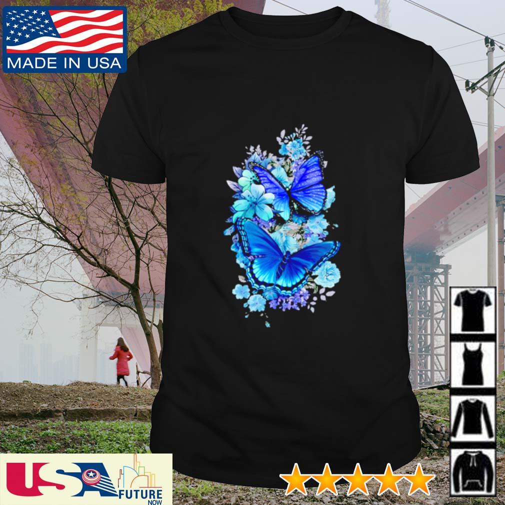 Butterfly blue flowers shirt