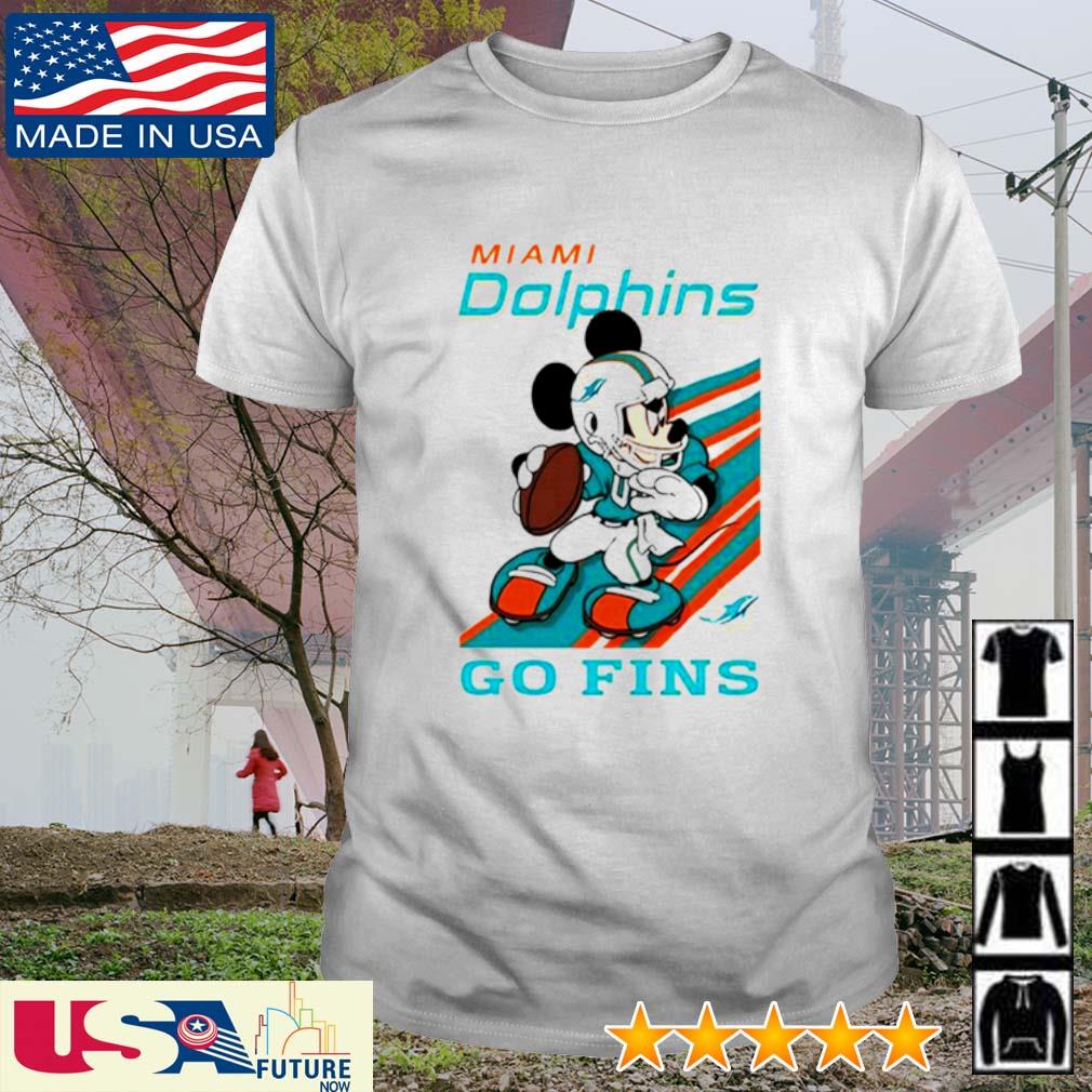 Miami Dolphins Slogan Go Fins Mickey Mouse T-Shirt - T-shirts Low Price