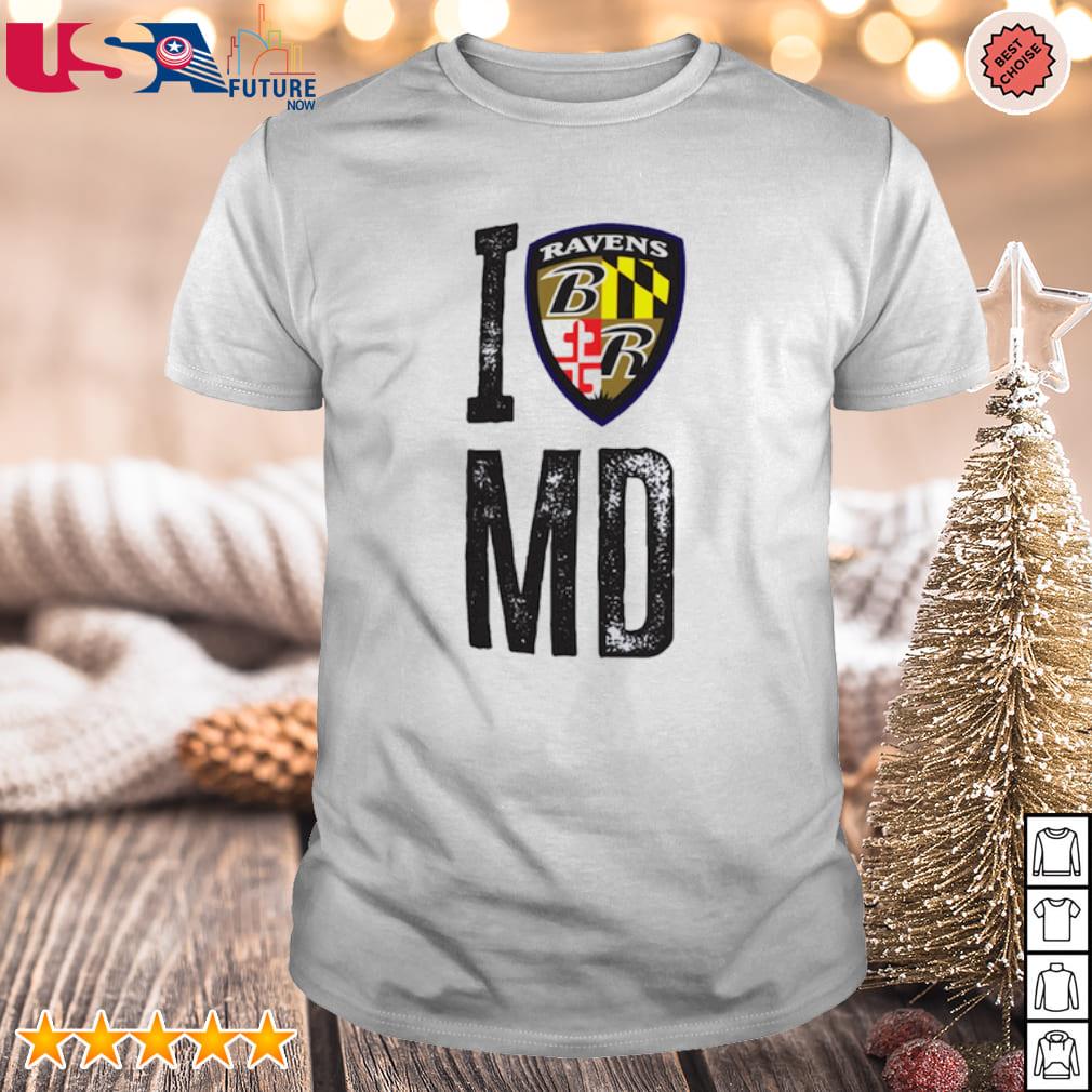 New Era Men's White Baltimore Ravens I Heart Md T-shirt, Fan Shop