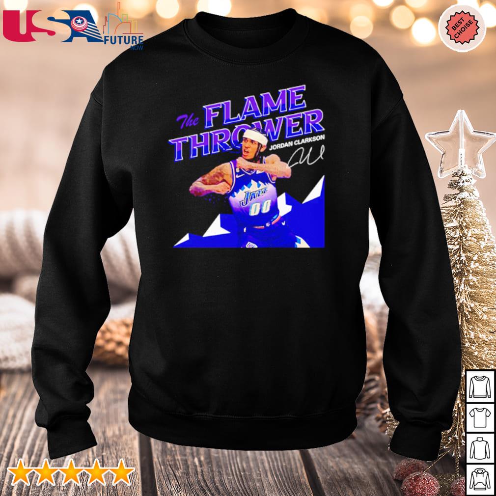 Premium utah Jazz Jordan Clarkson The Flame thrower signature shirt,  hoodie, sweatshirt and tank top