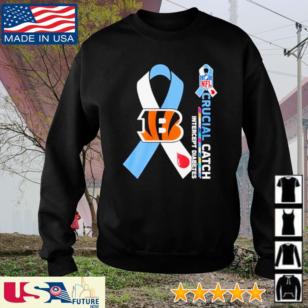 Awesome cincinnati Bengals Crucial Catch Intercept Diabetes NFL logo shirt,  hoodie, sweater, long sleeve and tank top