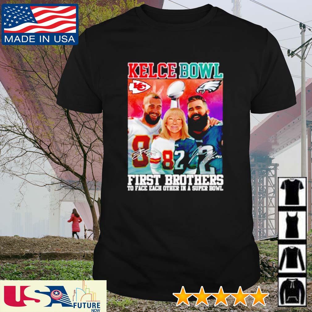 Official the First Brother Players To Face Each Other 2023 kelce Bowl poster football signatures shirt