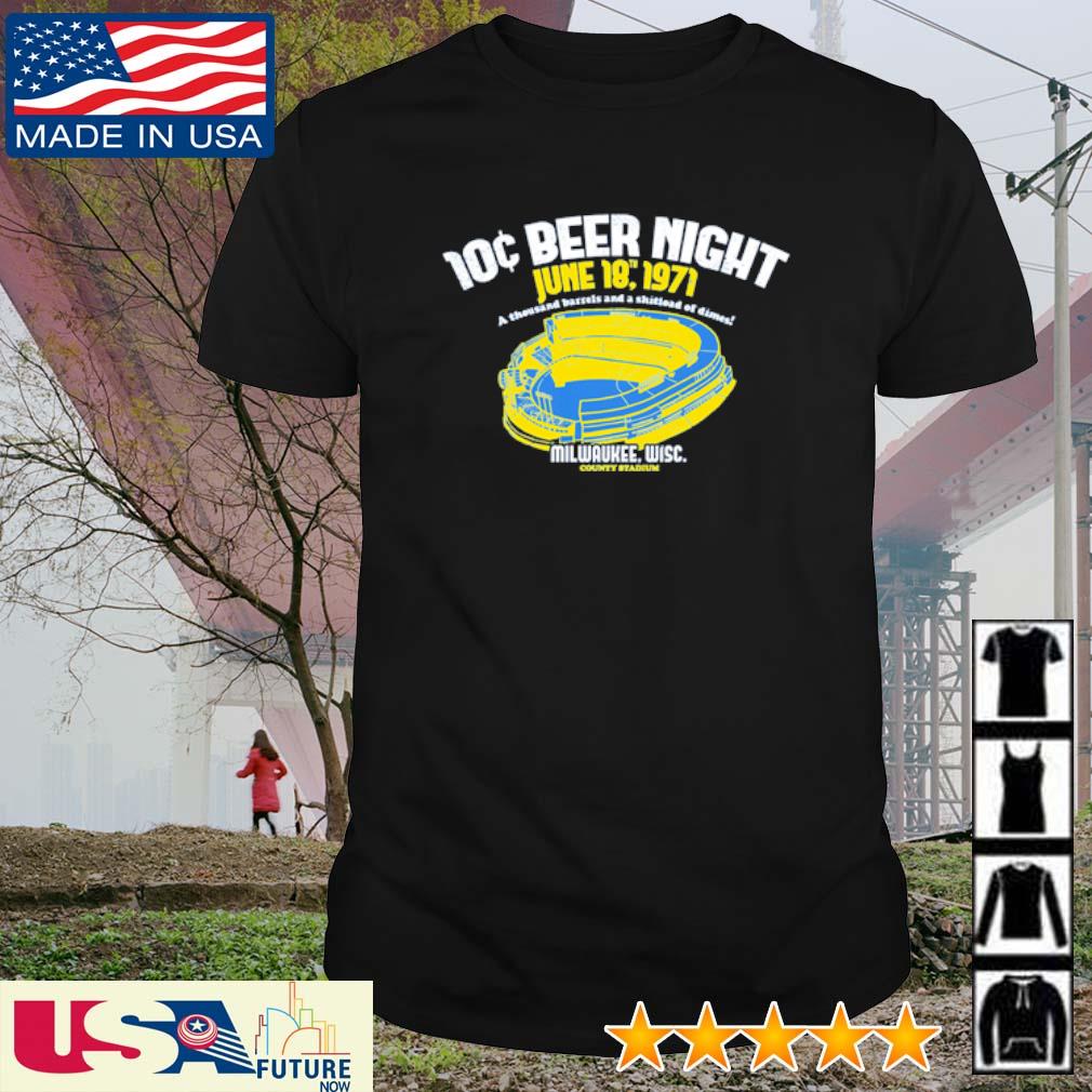 10 Cent Beer Night Milwaukee County Stadium Brewers Barrelman Shirt KV8692