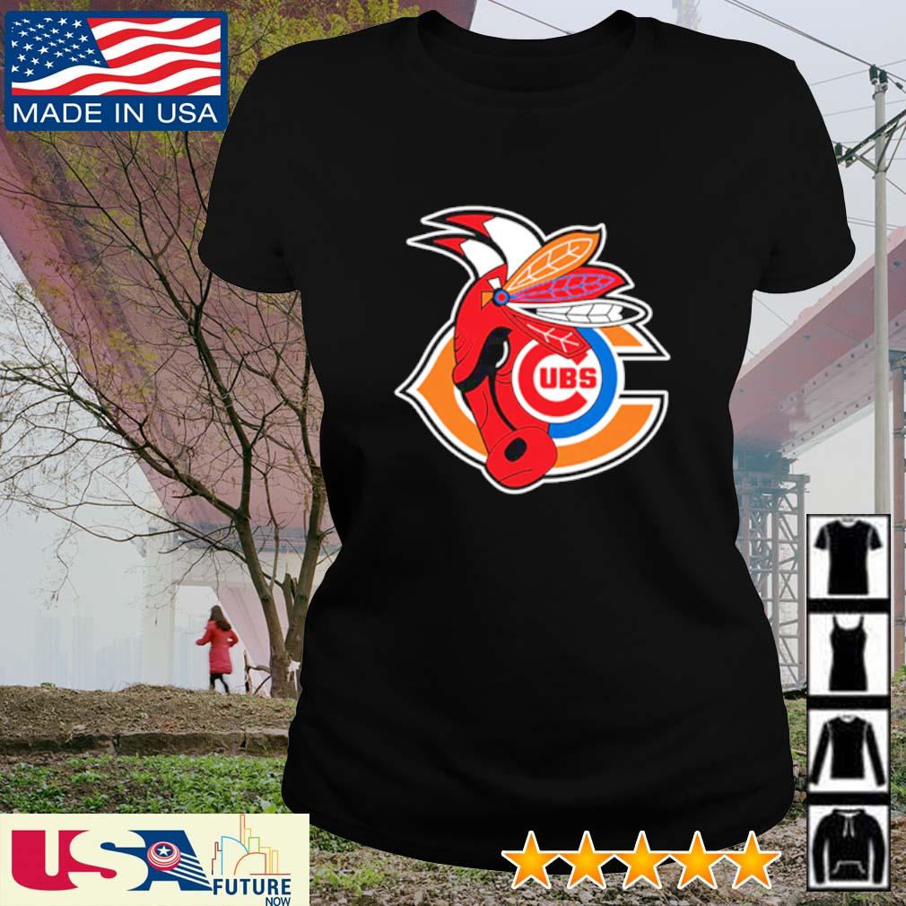 Chicago Cubs Bulls Blackhawks MASH UP Logo T-shirt 6 Sizes S-3XL!!