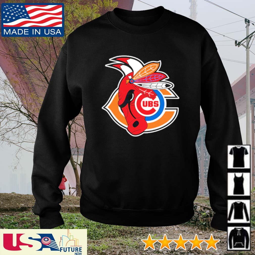 Chicago Cubs Bulls Blackhawks MASH UP Logo T-shirt 6 Sizes S-3XL!!
