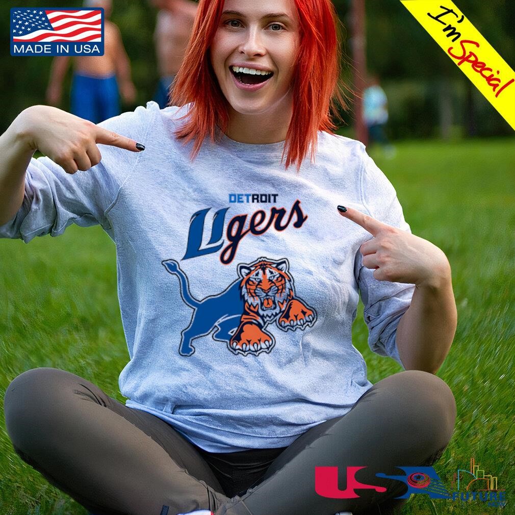 Detroit Lions Tigers Half Logo Parody shirt