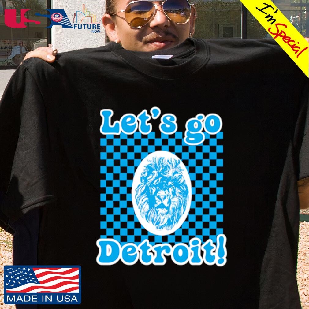 Retro Lets Go Detroit Checkered Pattern Lions Mascot shirt