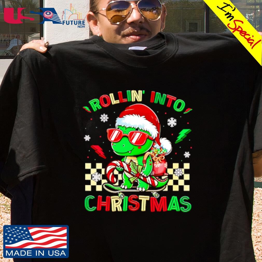 Dinosaur rollin into Christmas shirt